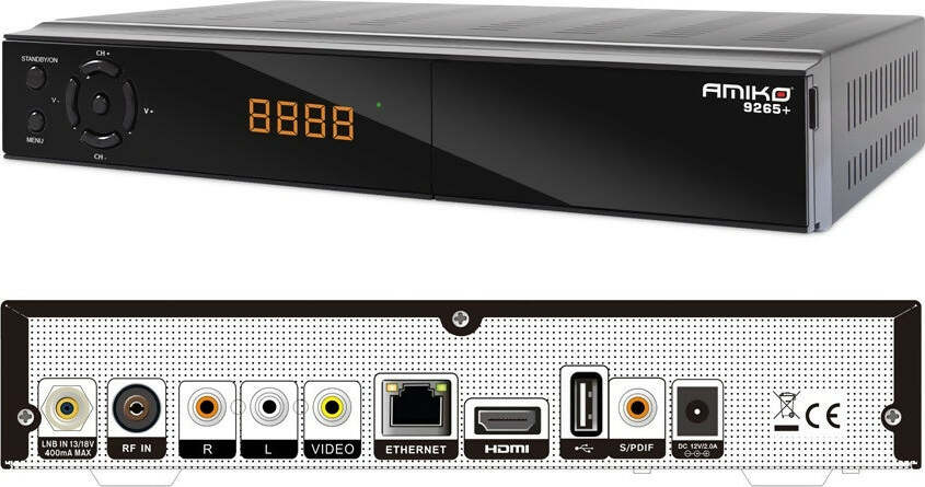 Decoder-Amiko-9265+-Combo-4K-UHD-S2+T2/C-H.265-Slot-Common-Interface