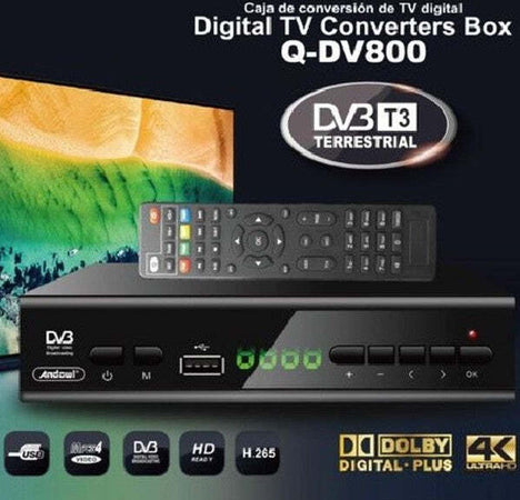Decoder-Digitale-Terrestre-Dvb-T3-Hd-4k-Dolby-H.265-Usb-Scart-Lan-Q-dv800
