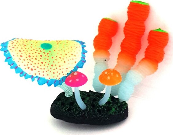 Decorazione-Pianta-Funghi-Acquario-Foglie-Di-Loto-Fungo-Fluorescente-Pesci