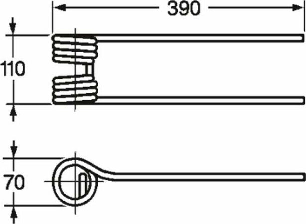 Dente girello adattabile Kuhn 57609000 filo 9,5. Confezione da 5pz