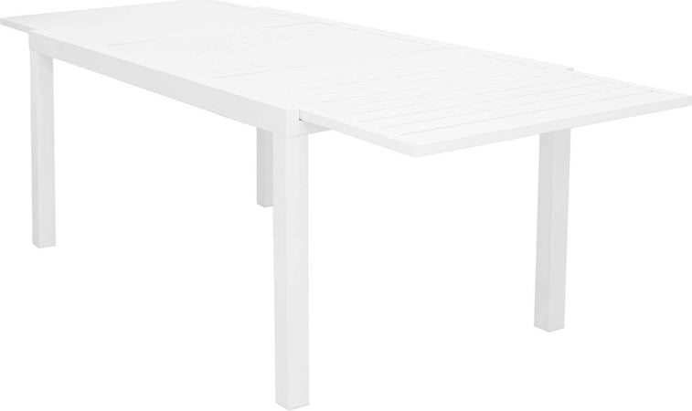 DEXTER---set-tavolo-160/240x90-struttura-e-piano-in-alluminio-compreso-di-4-sedute-Bianco-Milani-Home