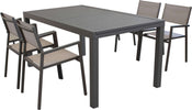 DEXTER---set-tavolo-160/240x90-struttura-e-piano-in-alluminio-compreso-di-4-sedute-Taupe-Milani-Home