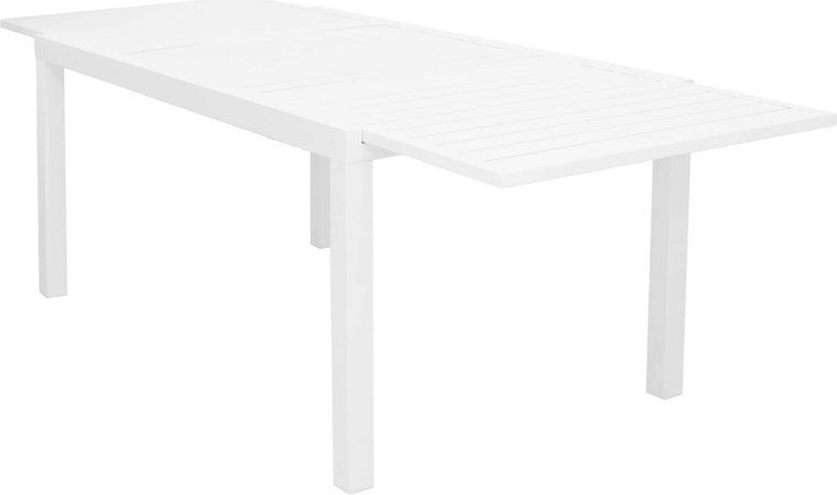 DEXTER---set-tavolo-160/240x90-struttura-e-piano-in-alluminio-compreso-di-8-sedute-Bianco-Milani-Home