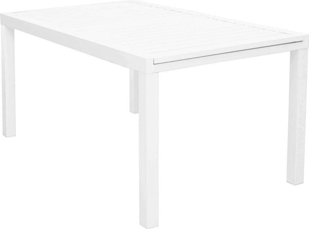 DEXTER---set-tavolo-160/240x90-struttura-e-piano-in-alluminio-compreso-di-8-sedute-Bianco-Milani-Home