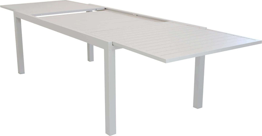 DEXTER---set-tavolo-200/300x100-struttura-e-piano-in-alluminio-compreso-di-6-sedute-Tortora-Milani-Home