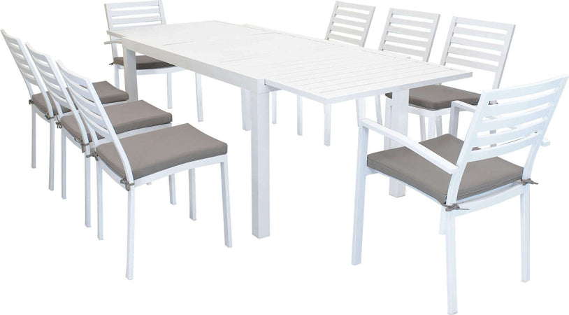 DEXTER---set-tavolo-da-giardino-allungabile-160/240x90-compreso-di-6-sedie-e-2-poltrone-in-alluminio-Bianco-Milani-Home