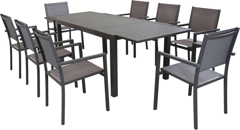 DEXTER---set-tavolo-da-giardino-allungabile-160/240x90-compreso-di-8-poltrone-in-alluminio-Taupe-Milani-Home