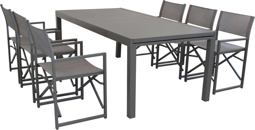DEXTER---set-tavolo-da-giardino-allungabile-200/300x100-compreso-di-6-poltrone-in-alluminio-Taupe-Milani-Home
