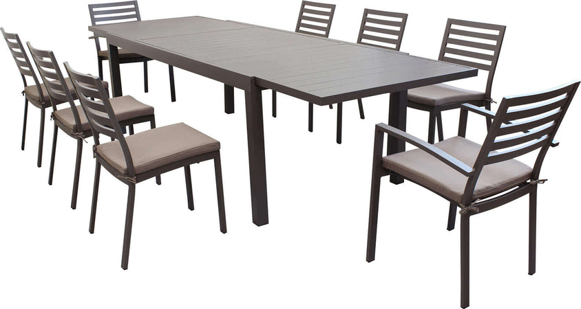 DEXTER---set-tavolo-da-giardino-allungabile-200/300x100-compreso-di-6-sedie-e-2-poltrone-in-alluminio-Taupe-Milani-Home