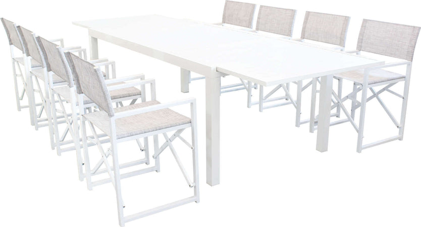 DEXTER---set-tavolo-da-giardino-allungabile-200/300x100-compreso-di-8-poltrone-in-alluminio-Bianco-Milani-Home