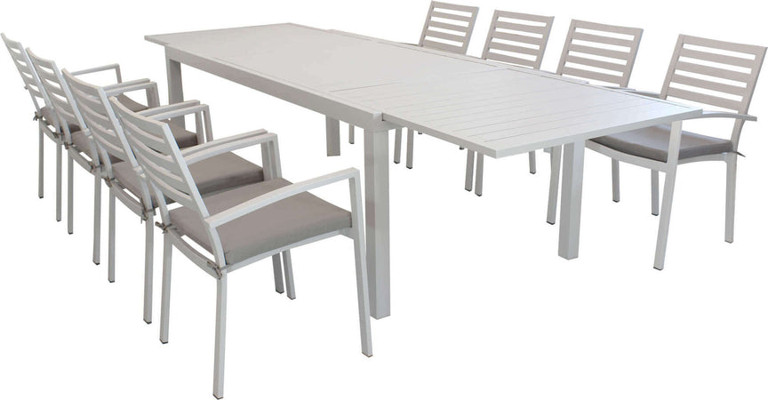 DEXTER---set-tavolo-da-giardino-allungabile-200/300x100-compreso-di-8-poltrone-in-alluminio-Tortora-Milani-Home