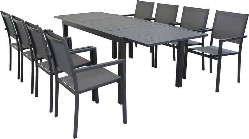 DEXTER---set-tavolo-da-giardino-allungabile-in-alluminio-160/240x90-compreso-di-8-poltrone-in-alluminio-e-textilene-Antracite-Milani-Home