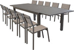 DEXTER---set-tavolo-giardino-rettangolare-allungabile-200/300x100-con-10-sedie-in-alluminio-e-textilene-taupe-da-esterno-Taupe-Milani-Home