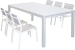 DEXTER---set-tavolo-giardino-rettangolare-allungabile-200/300x100-con-6-sedie-in-alluminio-bianco-e-textilene-da-esterno-Bianco-Milani-Home