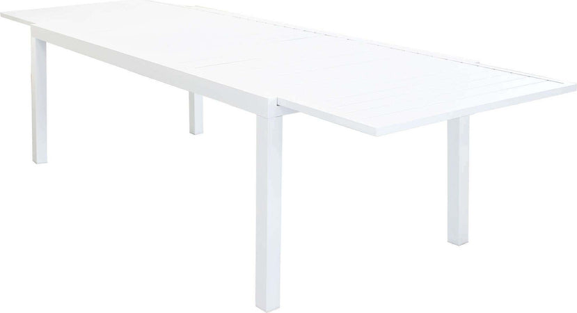 DEXTER---set-tavolo-giardino-rettangolare-allungabile-200/300x100-con-6-sedie-in-alluminio-bianco-e-textilene-da-esterno-Bianco-Milani-Home