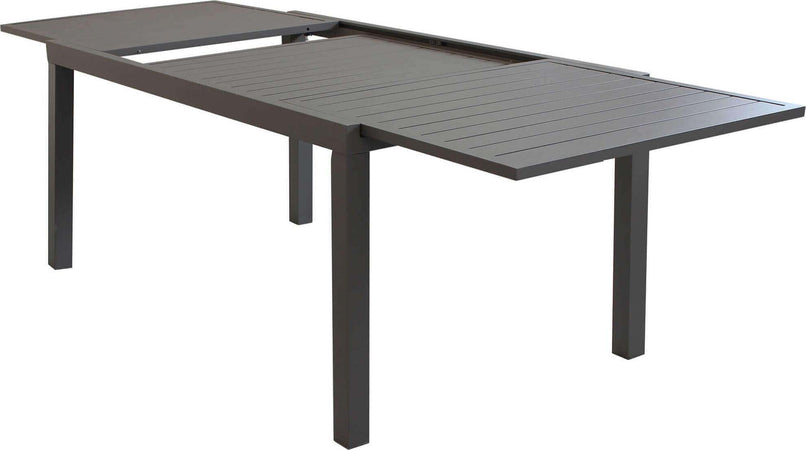 DEXTER---set-tavolo-in-alluminio-cm-160/240x90x75-h-con-4-sedute-Taupe-Milani-Home