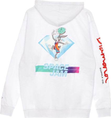 DIAMOND-SUPPLY-Felpa-Cappuccio-Uomo-Hook-Shot-Hoodie-X-Space-Jam-2-White-da-uomo