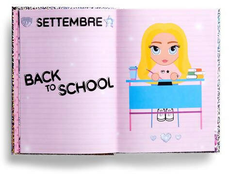 Diario Scuola 16 Mesi, Chiara Ferragni, 2023-2024, Argento Con Strass