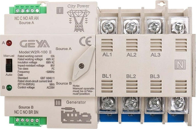 DIN Rail 4P ATS Switch Elettrico Manuale di Trasferimento 110V 220V Bobina Max 100A PC Tipo City Power al Generatore 1PC