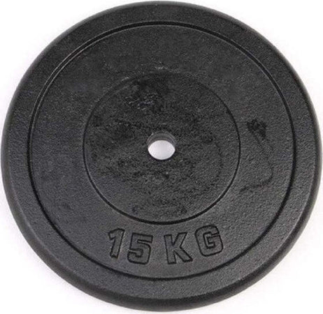 Disco-Per-Manubri-Pesi-Piastre-Bilanciere-Ghisa-Foro-25mm-Da-15kg-Dischi-Fitness