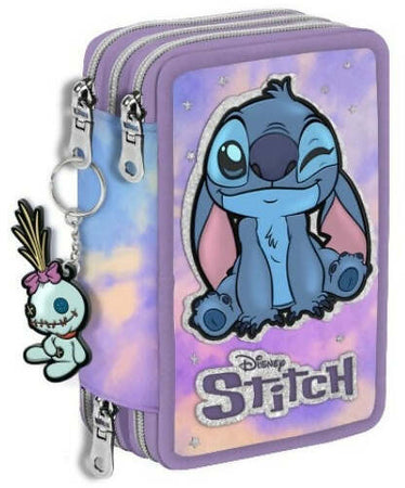 Disney Zaino Scuola Estensibile Stitch + Astuccio Triplo Completo
