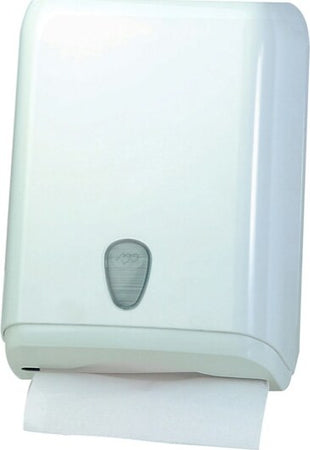 Dispenser asciugamani piegati - 28x13 7x37 5 cm - plastica - bianco - Mar Plast Commercio Industria e Scienza/Forniture sanitarie e igieniche/Prodotti di carta/Asciugamani di carta Eurocartuccia - Pavullo, Commerciovirtuoso.it