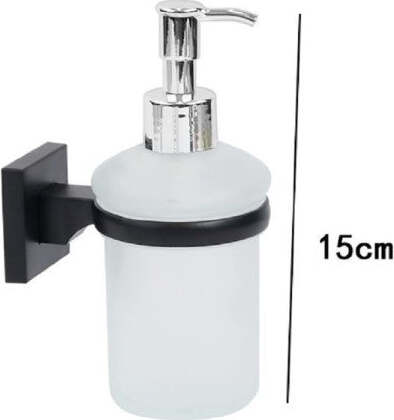 Dispenser-Dosatore-Erogatore-Sapone-Da-Muro-Parete-Nero-In-Acciaio-Vetro-Bagno