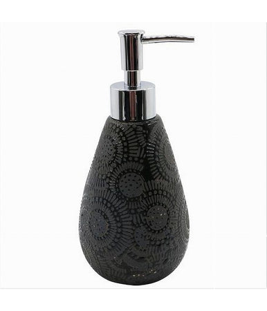 Dispenser Per Sapone Liquido Motivo Etnico Nero Accessori Per Arredo Bagno 79963