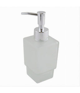 Dispenser Ricambio Porta Sapone Liquido Vetro Satinato Cubico Bagno Accessori 87265