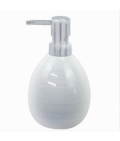 Dispenser Sapone Liquido Ceramica Striato Erogatore Silver Accessori Bagno 59869