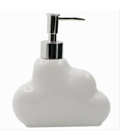 Dispenser Sapone Liquido In Ceramica Bianca Forma Nuvola Accessorio Bagno 79936