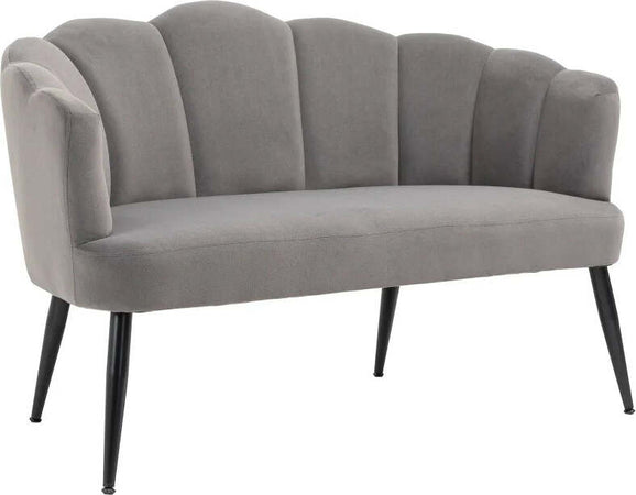 Divano-2-Posti-in-Velluto-con-Gambe-in-Metallo-e-Schienale-a-Conchiglia,-132x66x80cm,-Grigio-RF2839-483V00CGHG2