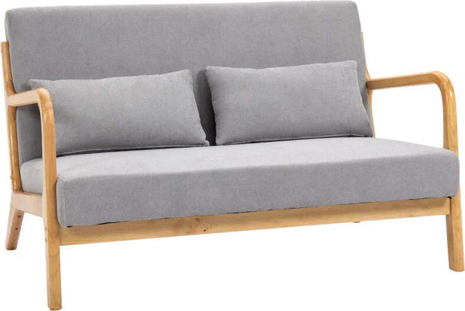 Divano-2-Posti-Moderno-in-Legno-con-Cuscini,-Seduta-Imbottita-e-Tessuto-Effetto-Velluto,-122x71x76-cm,-Grigio-YT2839-597V00GYRE2
