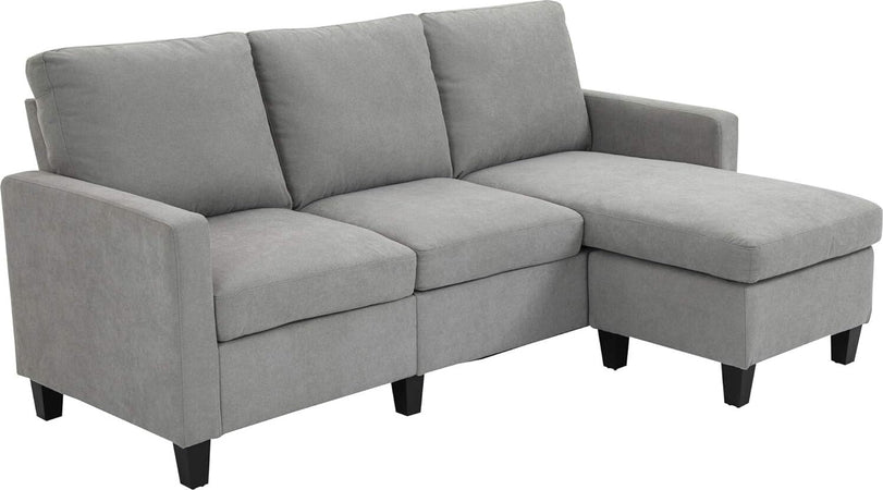 Divano-Angolare-Moderno-e-Componibile,-Divano-3-Posti-con-Penisola-Reversibile-in-Tessuto-Grigio-Chiaro,-197x139x-91cm