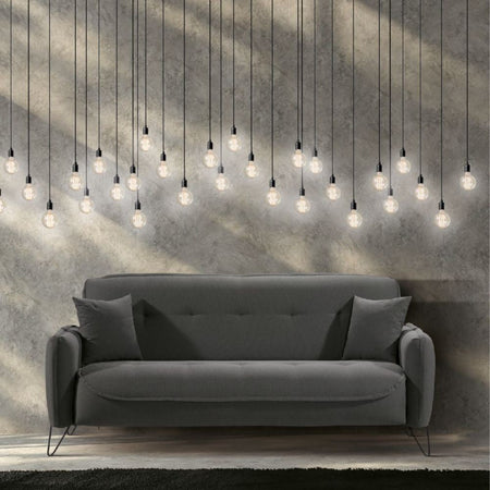 Divano Crown 3 posti ecopelle effetto nuvolato grigio 07-619 215x94x98h cm.