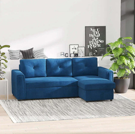 Divano-Letto-Angolare-3-Posti-Effetto-Velluto-e-Chaise-Longue-con-Contenitore,-232x141x85cm,-Blu-839-191