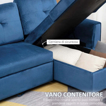 Divano-Letto-Angolare-3-Posti-Effetto-Velluto-e-Chaise-Longue-con-Contenitore,-232x141x85cm,-Blu-839-191