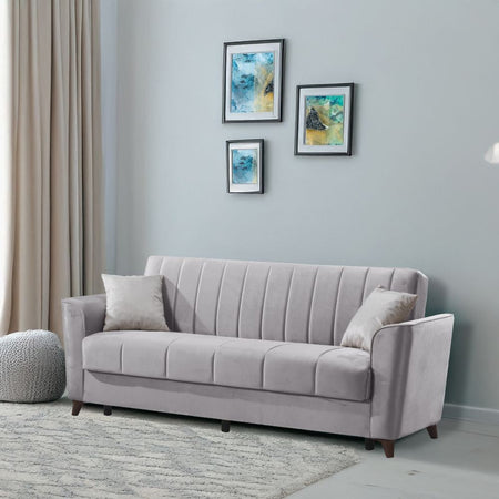Divano letto Duca con contenitore in velluto Setra grigio