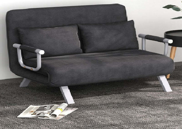 Divano-Letto-poltrona-letto-Singolo-in-Similpelle-e-Acciaio-con-Seduta-Regolabile-in-5-Posizioni-,-105x80x78-cm,-Grigio-divanetto-soggiorno-salotto-camera-F833-042A