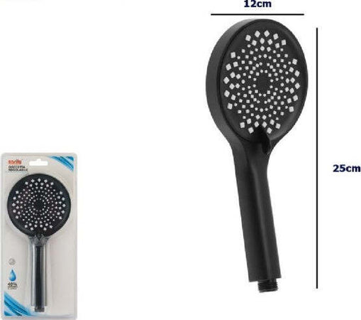 Doccetta-Soffione-Doccia-Regolabile-Moderno-25-X-12-Cm-87132-Rotondo-Bagno-Nera
