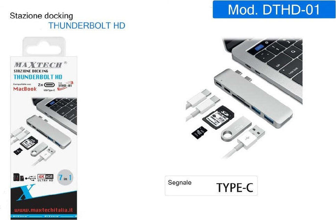 Docking Station Thunderbolt Hd Per Macbook 2xtype-c 7in1 Usb 3.0 Hub 4k Dthd-01 Informatica e Videogiochi > Archiviazione Dati > Box e Docking Trade Shop italia - Napoli, Commerciovirtuoso.it