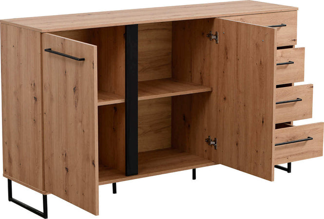 DODO---credenza-con-2-ante-e-4-cassetti-colore-rovere-cm-159-x-42-x-92,5-h-Rovere-Chiaro-Milani-Home