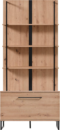 DODO---libreria-moderna-colore-rovere-con-4-mensole-e-un'anta-cm-85-x-42-x-191,5-h-Rovere-Chiaro-Milani-Home