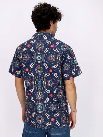 DOLLY-NOIRE-Camicia-Manica-Corta-Uomo-Fronds-Tapestry-Bowling-Shirt-Blue-da-uomo