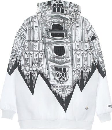 DOLLY-NOIRE-Felpa-Cappuccio-Uomo-Bench-Duomo-Rovesciato-Hoodie-Oversize-White/grey-da-uomo