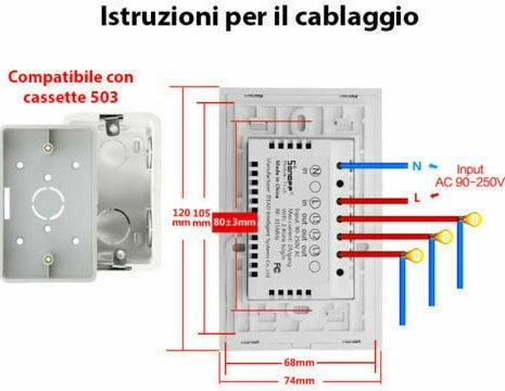 Domotica INTERRUTTORE luce WIFI TOUCH Basic Sonoff T1 T2 T3 Alexa Google 503 CE Fai da te/Materiale elettrico/Prese elettriche ed accessori/Spine intelligenti e telecomandate Zencoccostore - Formia, Commerciovirtuoso.it