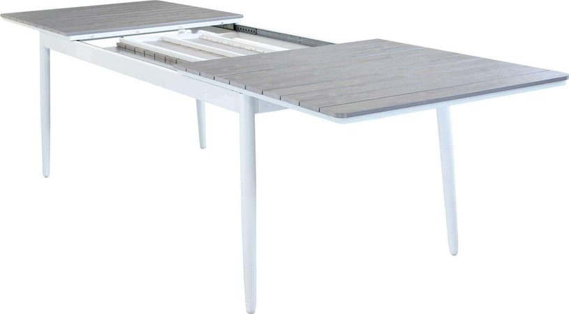 DONATO---set-tavolo-in-alluminio-e-polywood-cm-200/300x90x76-h-con-8-sedute-Bianco-Milani-Home