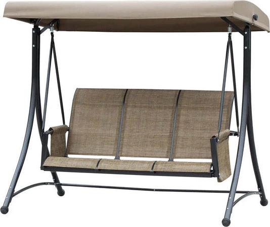 Dondolo-da-Giardino-a-3-Posti-con-Tettuccio-Regolabile-e-Tasche-Portaoggetti-Marrone-196x128x172cm-84A-110V01