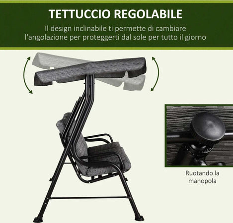 Dondolo-da-Giardino-per-3-Persone-con-Tettuccio-Regolabile-e-Cuscini,-200x120x170cm,-Nero-84A-140BK