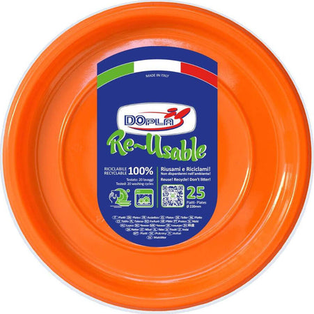 DOPLA-Piatti-Piani-Monouso-RE-USABLE-Arancio-25pz